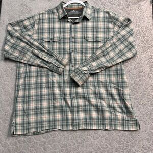 Croft & Barrow Mens XL Quick-Dry Plaid Hiking Shirt Green Long Sleeve Button Up